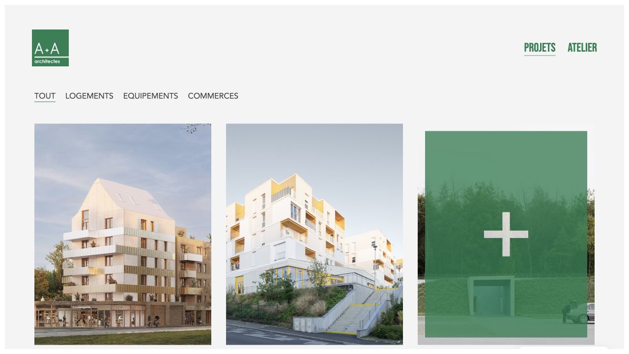 Capture du site de A+A architectes