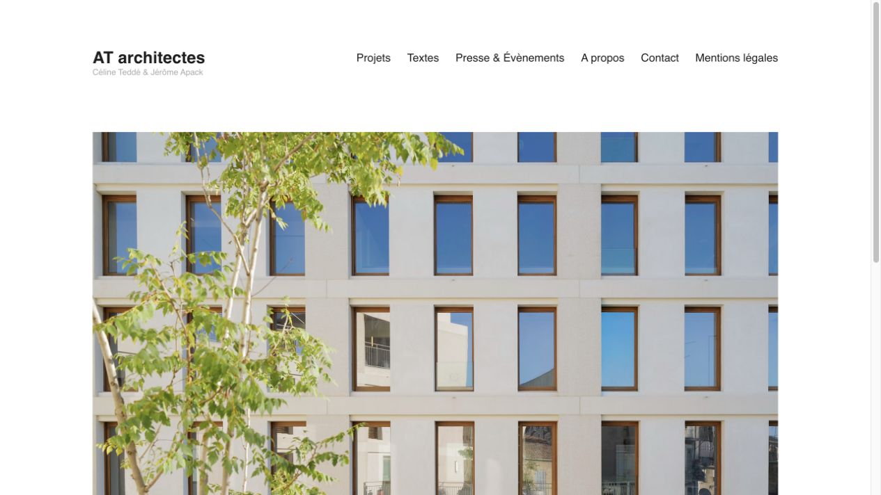 Capture du site de AT architectes