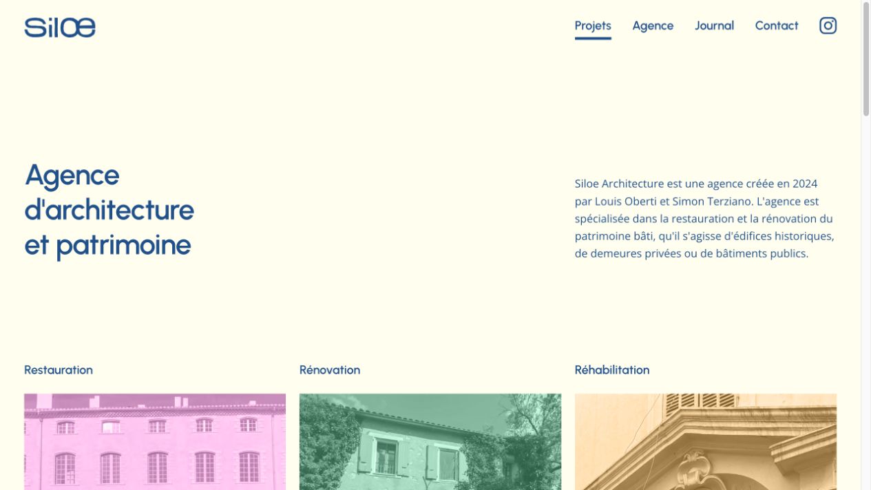 Capture du site de Siloe Architecture